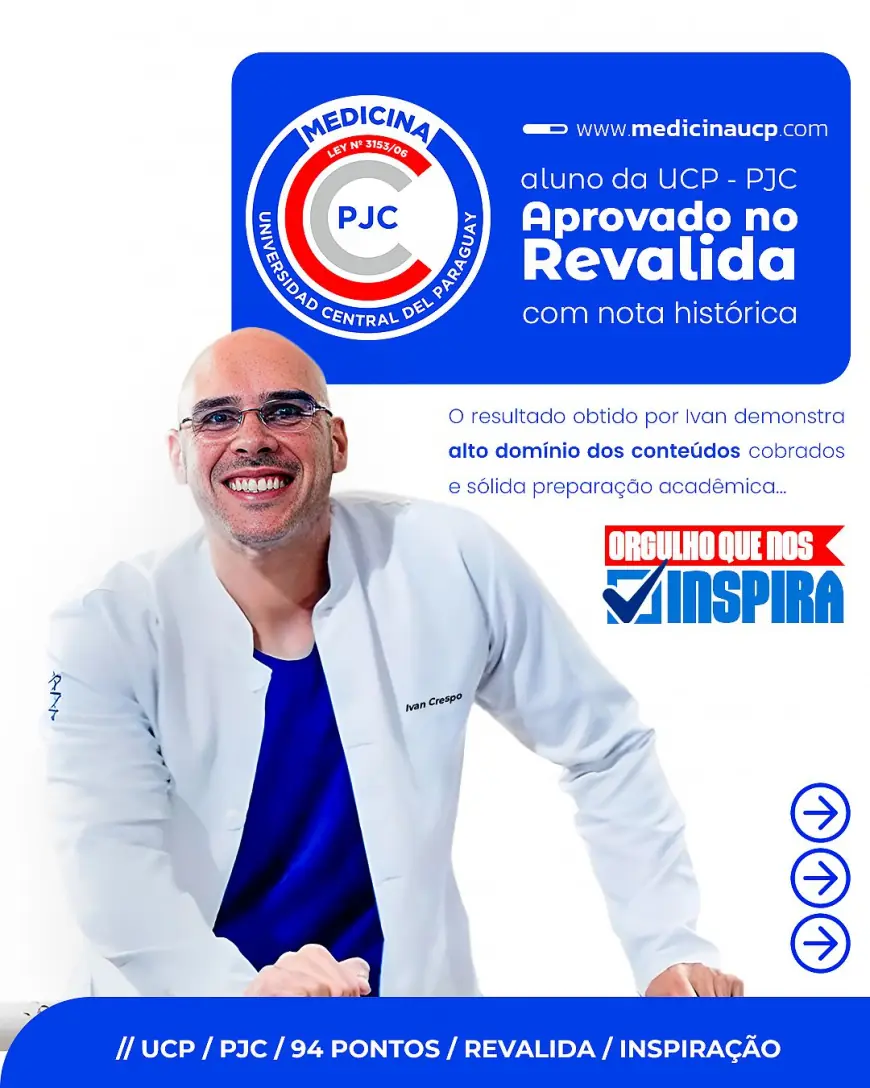 Médico formado na UCP obtém 94 pontos no Revalida e  leva o nome da universidade ao topo da medicina internacional