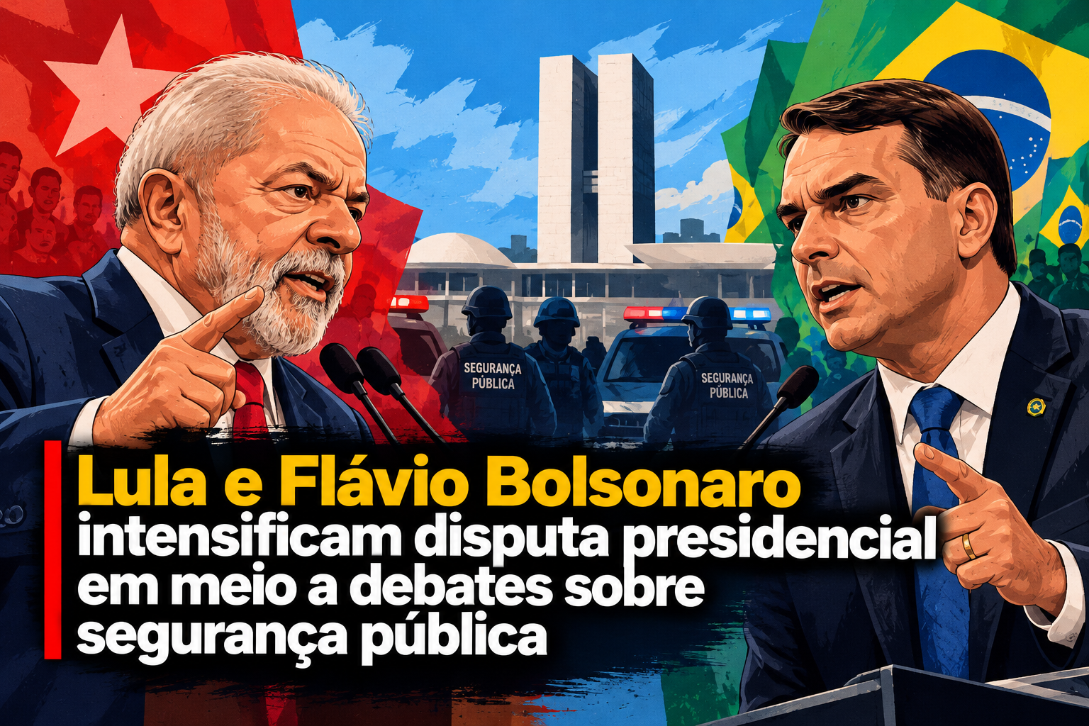 Lula e Flávio Bolsonaro intensificam disputa presidencial em meio a debates sobre segurança pública