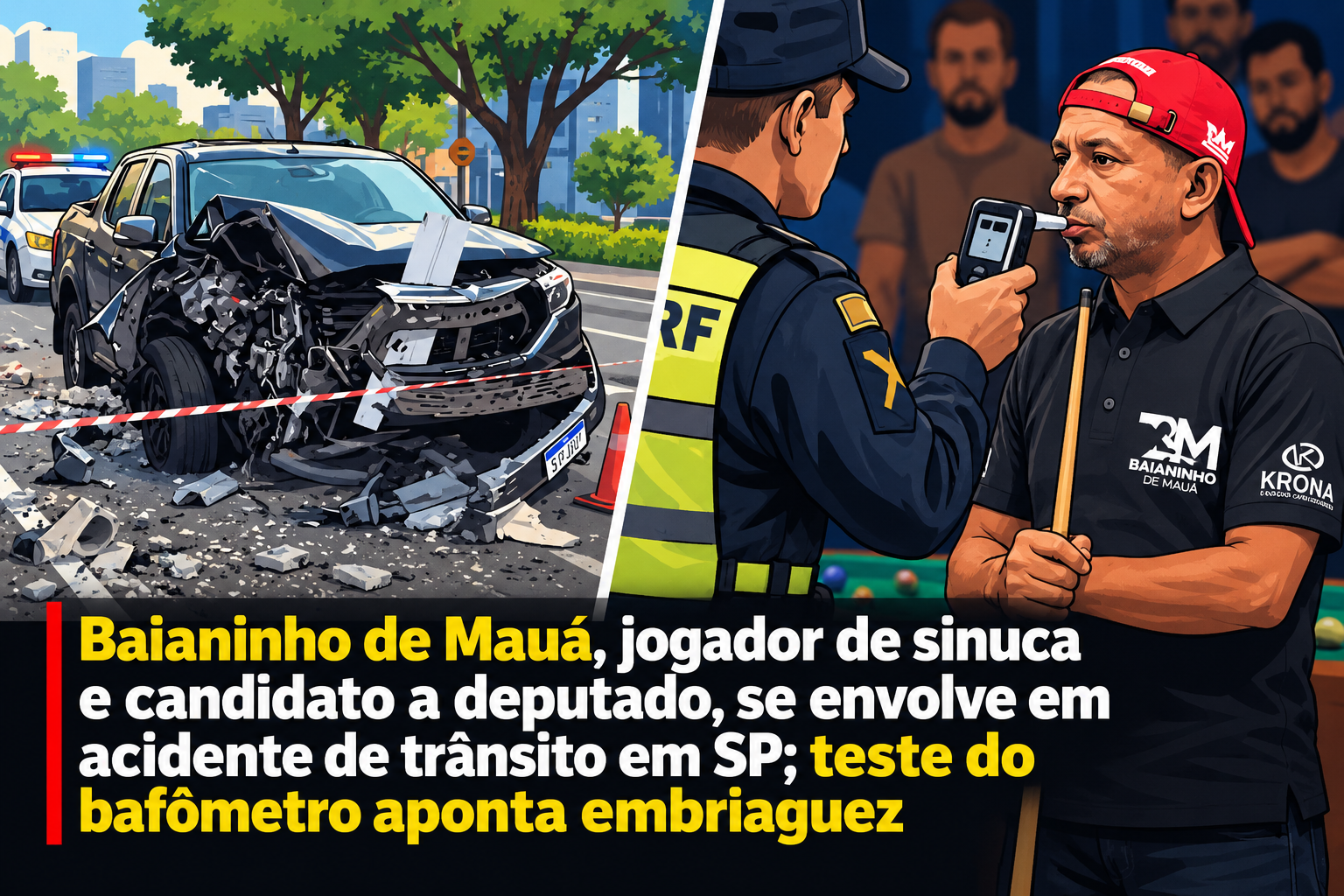 Baianinho de Mauá é preso após acidente em SP; bafômetro aponta embriaguez